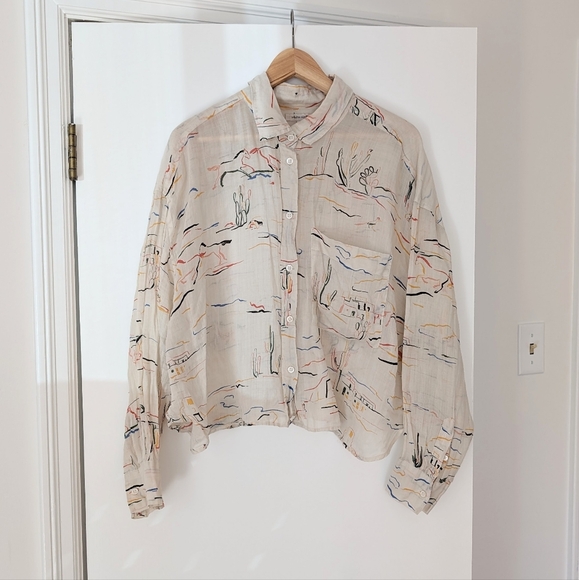 Banana Republic Tops - Banana Republic Boxy Long Sleeved Summer Shirt Desert Cactus Print, size XXL